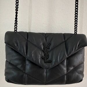 Yves Saint Laurent Black Quilted Envelope Leather Crossbody